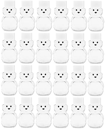 – 24 Pack 2 oz BPA-Free Plastic Honey Bear Bottles with Sealable White Screw Top Lids, Clear Mini Squeeze Bottles for Honey, Samples & Party Favors (24pk, 2oz, WHT) by CLEARVIEWCONTAINERS