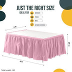 Exquisite Pink Table Skirt 24 Pack - Disposable Plastic Table Skirts for Rectangle Tables 6ft 8ft & Round Tables - 29in x 14ft Self-Adhesive Strip - Birthday Wedding Gender Reveal Decor - Image 4
