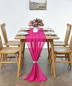 Pufogu 5 Pack 10Ft Hot Pink Chiffon Table Runner Sheer 29x120 Inch - Image 3
