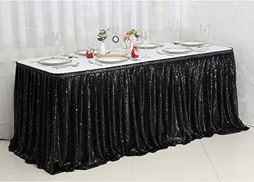 PartyDelight Black Sequin Table Skirt 14ft Long x 30 Inch High - Image 5