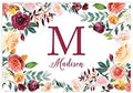 Andaz Press Custom Personalized Disposable Paper Placemats, 12 x 18 Inch, Set of 25, Custom Monogram Fall Burgundy Floral, Tableware, Dining, Table Setting for Wedding, Bridal Shower, Baby Shower by AndazPress
