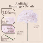 105PCS Hydrangea Artificial Flowers with Stronger Bendable Stems, Premium Silk Faux Hydrangea Flowers Bulk for DIY Wedding, Arches, Baby Showers & Large Event Decor(Pink) - Image 3