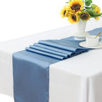 Pack of 50 Satin Dusty Blue Chair Sashes Bows 7x108 Inch Chair Ribbons - Image 2