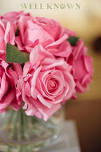 WELL KNOWN Artificial Flowers with Vase, Fuchsia Pink Silk Rose - Image 5