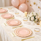 Sylans 700PCS Pink Plastic Plates Dinnerware Set Disposable for 100 Guests - Image 6