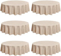 Fitable 6 Pack Beige Linen Round Tablecloths 90 Inch for 36"-72" Tables by Fitable