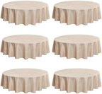 Fitable 6 Pack Beige Linen Round Tablecloths 90 Inch for 36"-72" Tables by Fitable