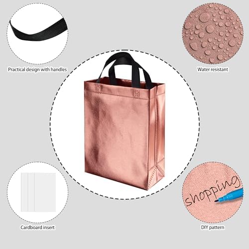 BLEWINDZ 100 Medium Reusable Gift Bags with Handles - Ideal Party Favors & Shopping Bags (10 Colors) - Image 6