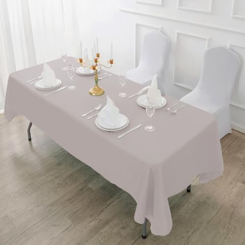 Fokitut 2 Pack Waterproof Rectangle Tablecloth, 60x120 Inch,Stain Resistant and Wrinkle Polyester Table Cloth, Fabric Table Cover for Kitchen Dining, Wedding, Party, Holiday Dinner-Silver - Image 5