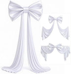 Big White Bow Backdrop Large White Bow Decor Gift Bows Birthday Decorations 48x24x120 Inches Giant Bow Birthday Party Backdrop for Wedding Baby Shower Photography Coquette Room Decor - Image 4