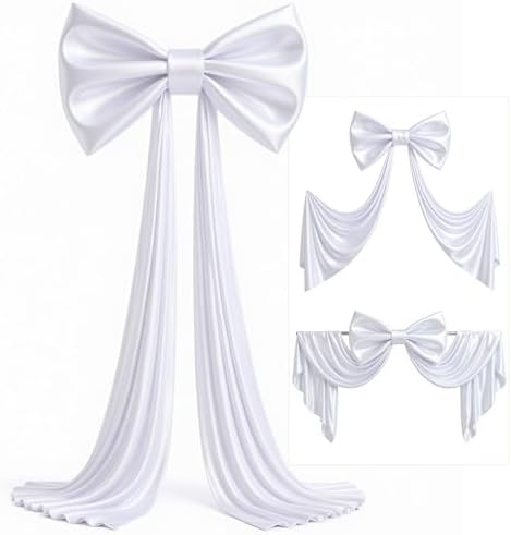 Big White Bow Backdrop Large White Bow Decor Gift Bows Birthday Decorations 48x24x120 Inches Giant Bow Birthday Party Backdrop for Wedding Baby Shower Photography Coquette Room Decor - Image 4