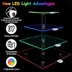 Rechargeable LED Cupcake Stand for 50 Cupcakes, 7 Colors Light Clear Cupcake Holder, 4 Tier Cupcake Tower, Acrylic Dessert Table Display Set for Weddings, Christmas, Birthday, Parties - Image 3
