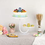 2 Tier Cake Stand, Metal Cupcake Stand Dessert Display Trays of 10/8 Inch, Tall Cake Stand for Wedding, Baby Shower, Home Decor, Throw Events and Parties (White) - Image 3