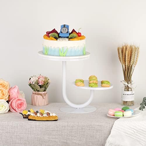 2 Tier Cake Stand, Metal Cupcake Stand Dessert Display Trays of 10/8 Inch, Tall Cake Stand for Wedding, Baby Shower, Home Decor, Throw Events and Parties (White) - Image 3