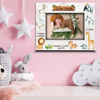 BELLA BUSTA- Personalized Birth Announcement Keepsake-Safari Animal Theme-Welcome Baby Picture Frame-Custom Animal Nursery Wall Art-UV Print (5x7 Horizontal) - Image 3