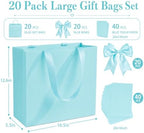 Catlovecorn 20 Pack Large Light blue Gift Bags, 16.5 x 5.5 x 12.6 In - Image 2