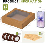 8x8x2 Auto-Popup Cookie Boxes with Window, Brown, 60 Pack - Image 2