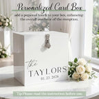 Novabright 10" Wedding Acrylic Card Box, White, Classic Style - Image 4
