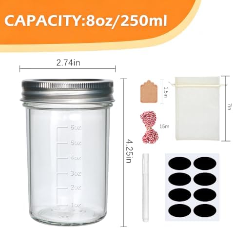 Accguan 8oz Mason Jars,24 Pack Regular Mouth Glass Jars with Separable Lids - Image 2