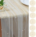 Pearl Table Runner Tulle Gauze Sheer Wedding Party Home Decor by JALANCY