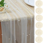 Pearl Table Runner Tulle Gauze Sheer Wedding Party Home Decor by JALANCY