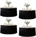 4 Pack Black Round Spandex Tablecloths, 5FT/60In Fitted Stretchy Table Cloth with Skirt, Washable Wrinkle Free Table Cover for Wedding Party Dining Banquet Events by Torrowsrort