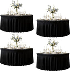 4 Pack Black Round Spandex Tablecloths, 5FT/60In Fitted Stretchy Table Cloth with Skirt, Washable Wrinkle Free Table Cover for Wedding Party Dining Banquet Events by Torrowsrort