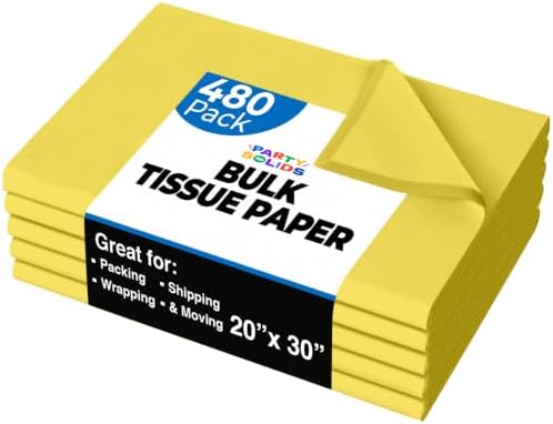 Party Solids Yellow Tissue Paper for Gift Bags 20" X 30" 480 Sheets by Crown+Display