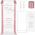 Wedding Welcome Linen Sign Stand with Satin Ribbon(Pink) by Unknown