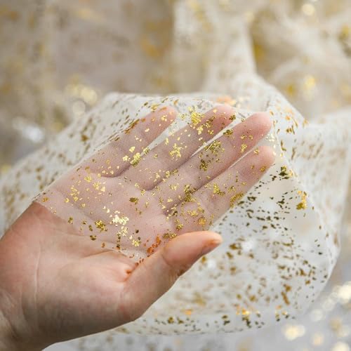 Artoid Mode Beige Gold Gauze Table Runner 120 Inch 10Pcs, Glitter Metallic Foil Sheer Dining Wedding Anniversary Holiday Birthday Table Decor for Home Party - Image 6