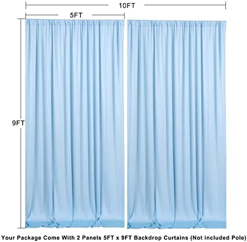 10ft×9ft Wrinkle Free Baby Blue Backdrop Curtains for Parties, Thick Fabric Photo Backdrop Drapes for Wedding Birthday Baby Shower Gender Reveal Photography Home Decor - Image 2