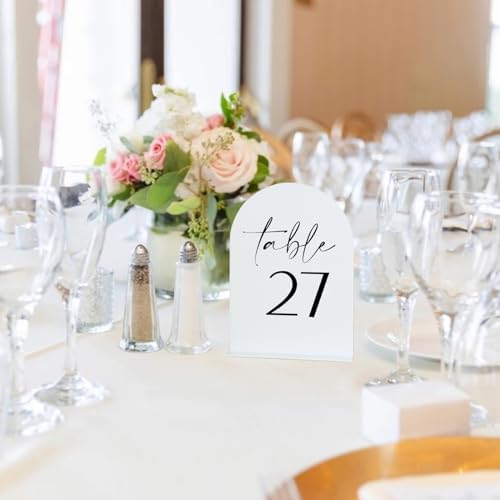 White Arch Acrylic Table Numbers with Stands 1-30, 5x7" White Arched Acrylic Sign and Bases, Arch Table Numbers for Centerpiece Wedding Reception - Image 7