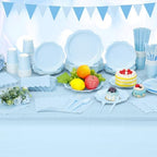 Funnymoom 452 Pcs Light Blue Party Supplies for 50 Guests, Baby Blue Scalloped Paper Plates Napkins Cups Plastic Tablecloth Cutlery Straws for Baby Bridal Shower, Birthday Wedding Party Decoration - Image 6