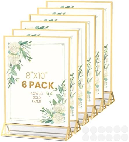 Gold Frames 8X10 Acrylic Sign Holder Double-Sided Picture Frames by AcrylicSignHolderMahjongRacks%EF%BC%8CMahjongBags