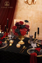 TINGE TIME 23pcs Gothic Black Red Artificial Flowers Combo, Rose - Image 6