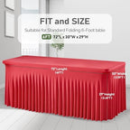 6 Packs Red Table Clothes for 6 Foot Rectangle Tables, Wrinkle Resistant Stretch Spandex Table Covers Fitted Tablecloth with Skirt for Valentines Wedding Birthday Party Event Banquet - Image 7