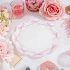 LIYH 60 Pcs Pink Bow Plastic Plates for Party - Pink Scalloped Scalloped Plates Disposable Heavyduty for Decorative Tableware for Holiday Party Decor Supplies - 10.25" Dinner & 7.5" Dessert Plate - Image 5