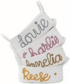 Personalized Baby Name Basket with Handles,Custom Diaper Caddy Cotton Rope Basket,Baby Stuff Organizer Storage Bin for Nursery Toy Room Bedroom Bathroom (White,L) by Blireana