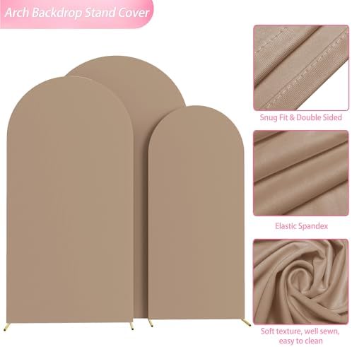 Wokceer Arch Backdrop Cover Nude Brown Arch Cover Stretchy 7.2FT,6.6FT,6FT - Image 3