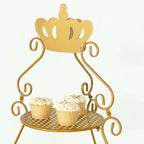Efavormart 32" Tall 3-Tier Gold Metal Cake Stand Royal Crown Top Cupcake Holder, Grand Wedding Centerpiece & Party Hosting Display - Image 5