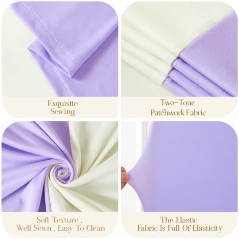 Cream and Purple Arch Backdrop Cover 7.2FT 6FT Wedding Arch Covers Set of 2 Arches Covers Stretchy Backdrop Spandex Fitted Double-Color Fabric Backdrops for Party Baby Shower Birthday Decoration - Image 6