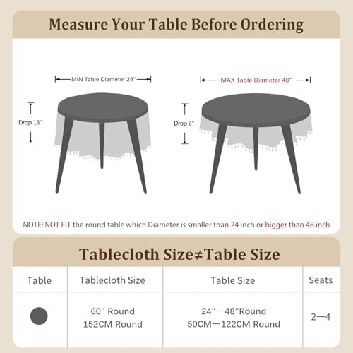 Laolitou Beige Checkered Tablecloth Round Tables Buffalo Plaid Gingham Table Cloth Cotton Linen Rustic Tablecloths Washable Wrinkle Free for Party Picnic Kitchen, 60", 2-4 Seats - Image 5