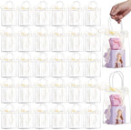 WDSHCR 80 PCS Clear Plastic Gift Bags with Handles, Party Favor Bags with Ribbons, Reusable Goodie Tote Bags for Wedding, Baby Shower, Birthday (Clear 5.1 x 7.5 x 3.1, 80 Pack) by WDSHCR