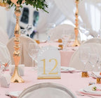 Frosted Arch Acrylic Table Numbers 1-15 with Stands - 5x7" Gold Mirror Wedding Table Numbers for Reception, Frosted Acrylic Table Signs with Holders for Banquet, Party, Anniversary, Event - Image 5