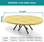 Festive Tartan Cloth Print Oval Table Cloth Greaseproof Waterproof Elastic for Kitchen and Dining Room Fits for 54" x 76" Oval Table - Image 4