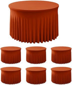 Rust Fitted Spandex Table Skirts Ruffle Fall Tablecloths 60R Inch,6 Pack by HolidayIdeas