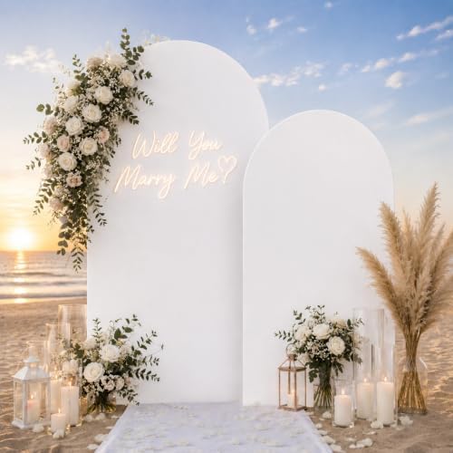 White Arch Cover 7.2 and 6ft Spandex Wedding Arch Backdrop Cover Set of 2 - Image 2