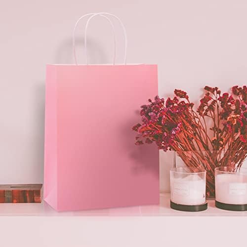 Nexmint Pink Gift Bags 8"x10.5": 96 Pack Bulk Medium Kraft Paper Bags with Handle. Great for Birthdays,Baby Shower,Gifts,Gender Reveal,Party Favors,Treats,Goodies,Shopping,Business,Retail,Bakery - Image 5