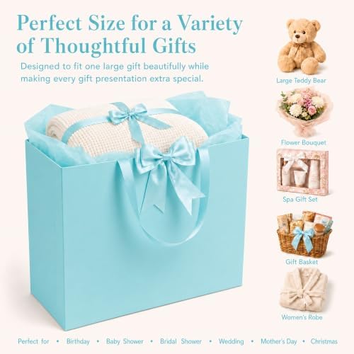 Catlovecorn 20 Pack Large Light blue Gift Bags, 16.5 x 5.5 x 12.6 In - Image 6