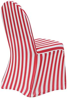 YOUR CHAIR COVERS - 6 Pack Stretch Spandex Chair Bands Striped - Red and White, Wedding Slip, Premium Quality by YourChairCovers